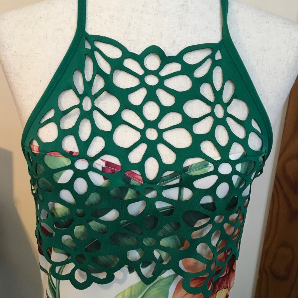 Venus Green Floral Halter Maxi Dress - Picture 2 of 5